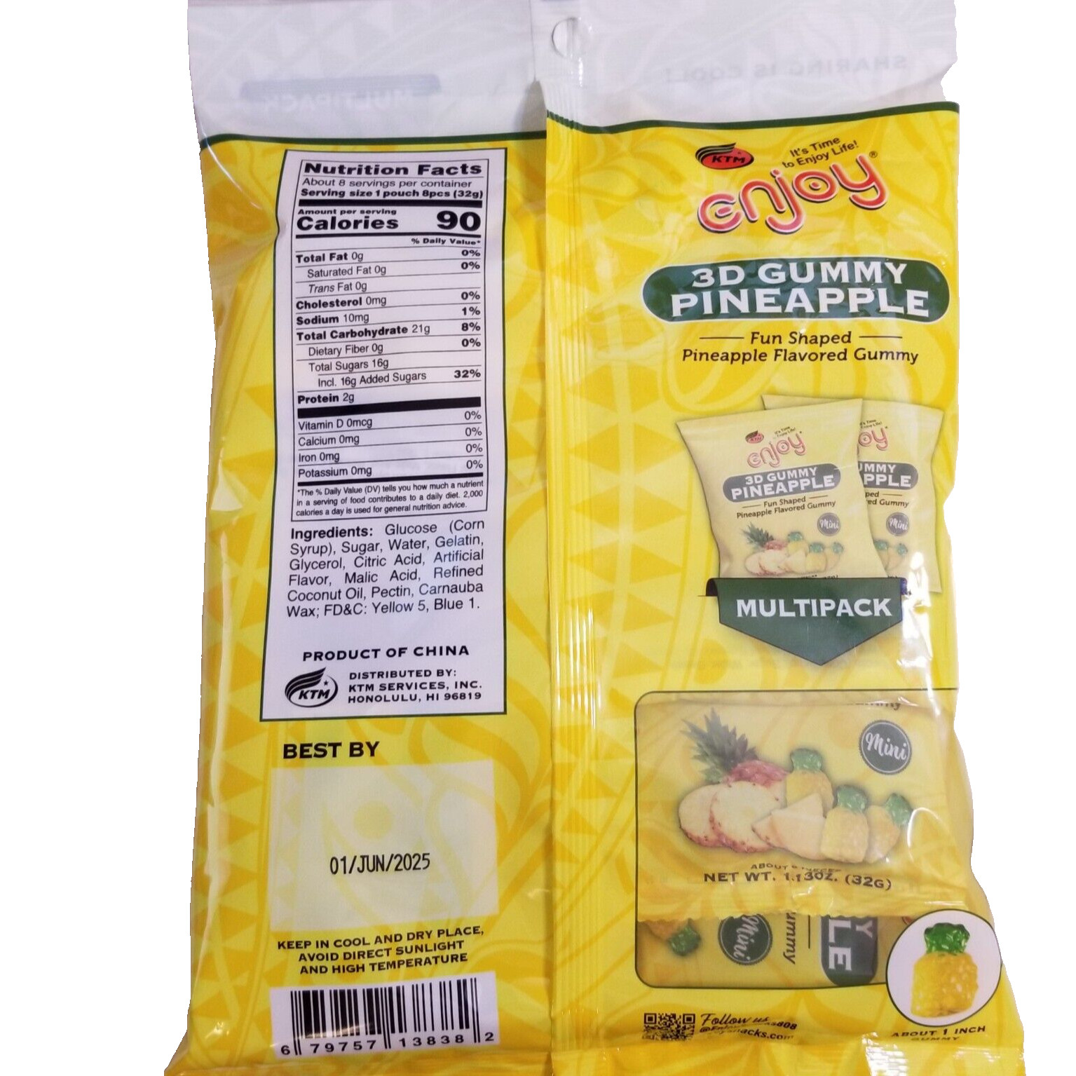 Enjoy 3D Pineapple Gummy Candy - 8 Pack Multipack, Fun Shaped, Sharing is Cool! gallery