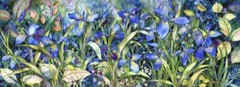 Ceramic Tile Mural Kitchen Backsplash – Blue Iris – Floral Flower Art