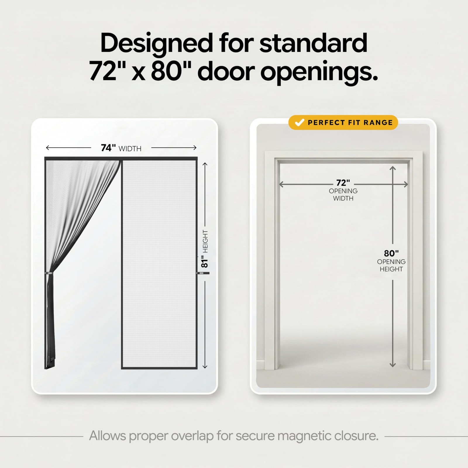 Magnetic Screen Door 74" x 81" - Fits Door Size 72" x 80" - Keeps Bugs Out gallery