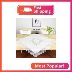 BrekSdat Lace Tablecloth for Rectangle Dining Tables 33 x 33 Inches White Dandel