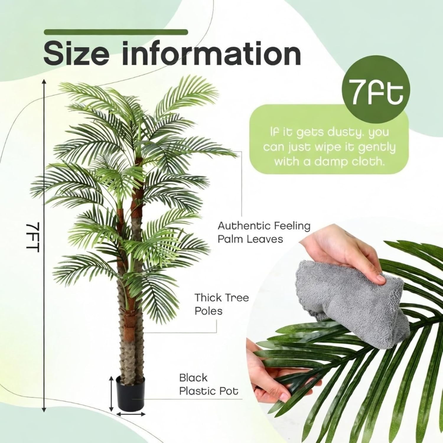 7 ft Artificial Palm Tree Outdoor Faux Tropical Triple Branches Yard Decor gallery