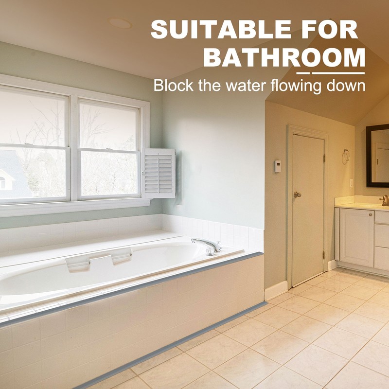 79 Inch Collapsible Shower Threshold Water Guards Black 1.2" x 0.6" gallery