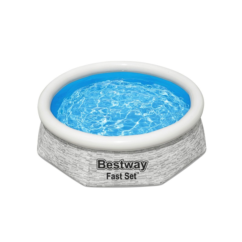 Bestway 8' x 24" Round Inflatable Outdoor Swimming Pool with Filter Pump, Gray gallery