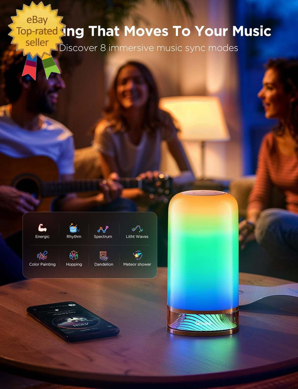 RGBIC Smart Table Lamp 2, Touch Bedside Small Table Lamp Compatible with Smartth gallery