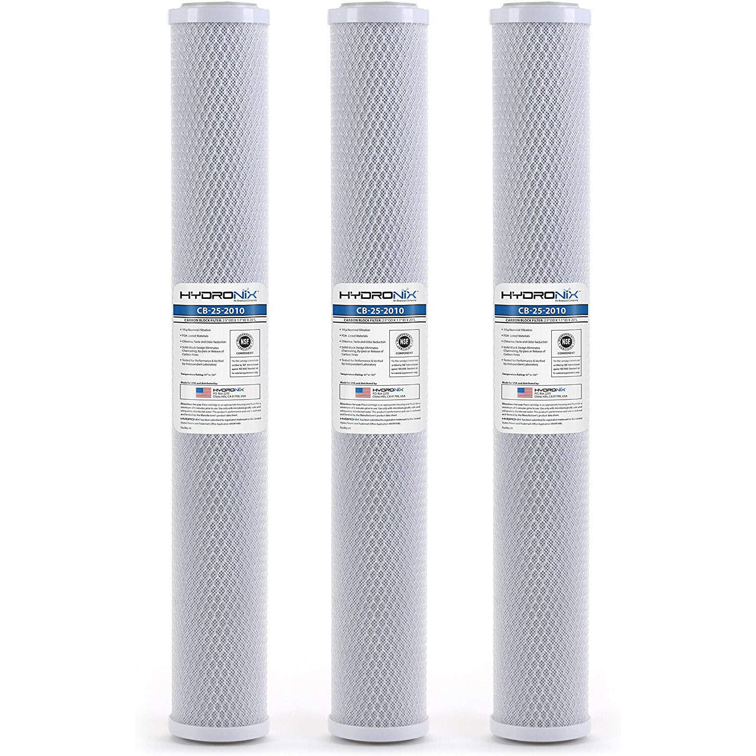 3 Pack RO Coconut Activated Carbon Block Water Filter 10 micron 2.5" x 20" gallery