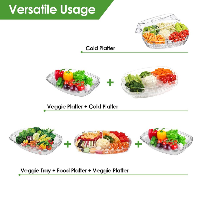Appetizer Serving Trays on Ice with Lid Chilled Serving Platters for Food Veggie gallery