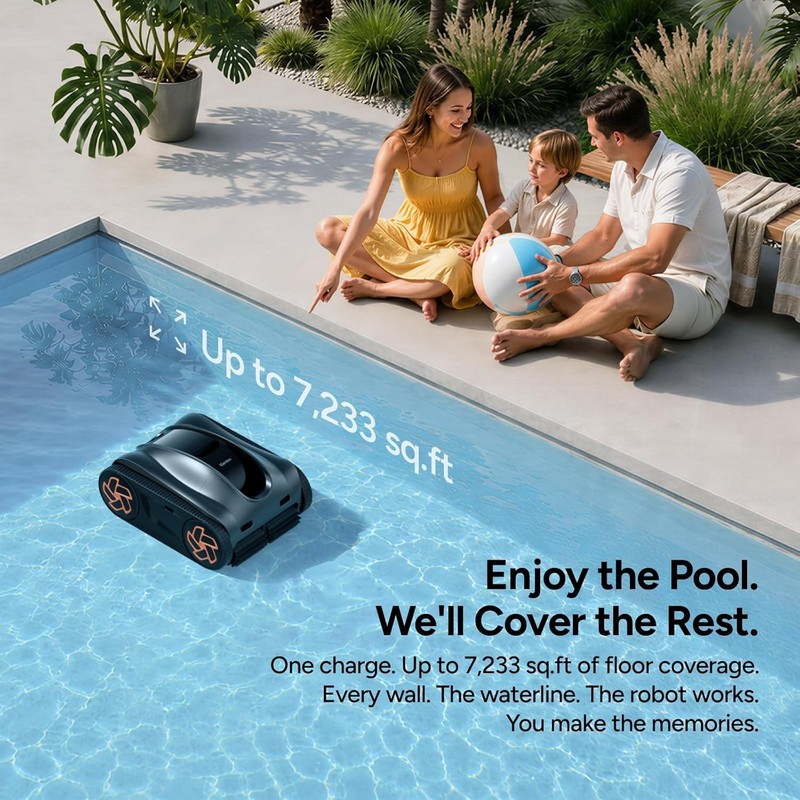 iGARDEN 9H Runtime Cordless Robotic Pool Cleaner Wall Climbing Waterline gallery