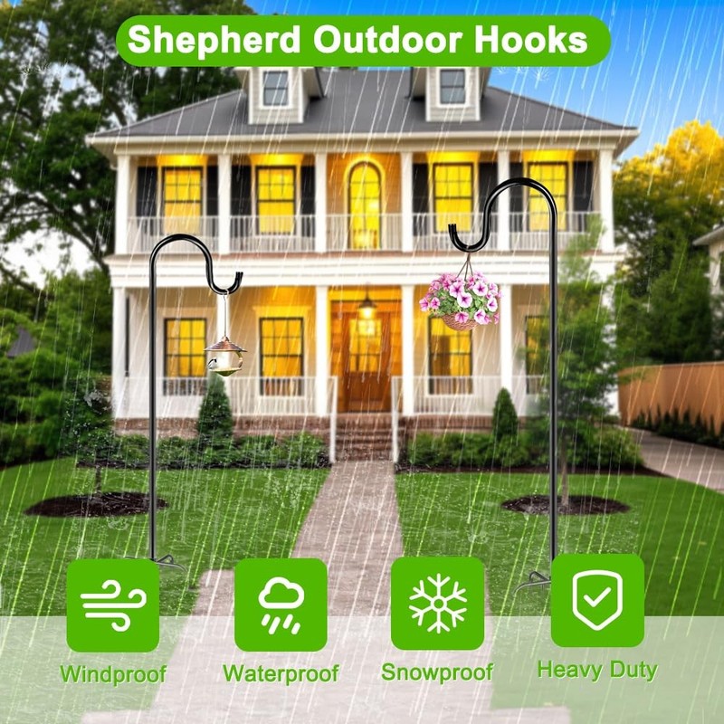 36 Inch Shepherds Hooks for Outdoor, Heavy Duty Bird Feeder Pole with 5 Prong... gallery