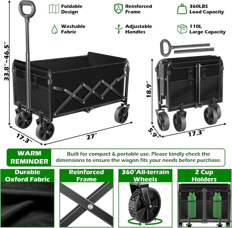 Collapsible Wagons Carts Foldable Wagon, Foldable Wagon Cart with Wheels, Foldin gallery