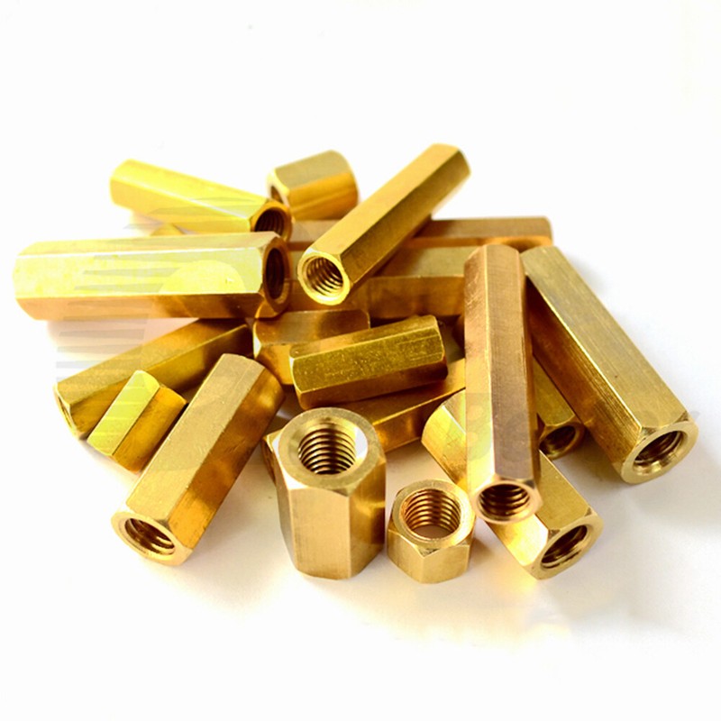 Brass Hexagon Full Nuts Hex Spacers Stud Connector Long Nuts 3/8" UNC x 10-100mm gallery