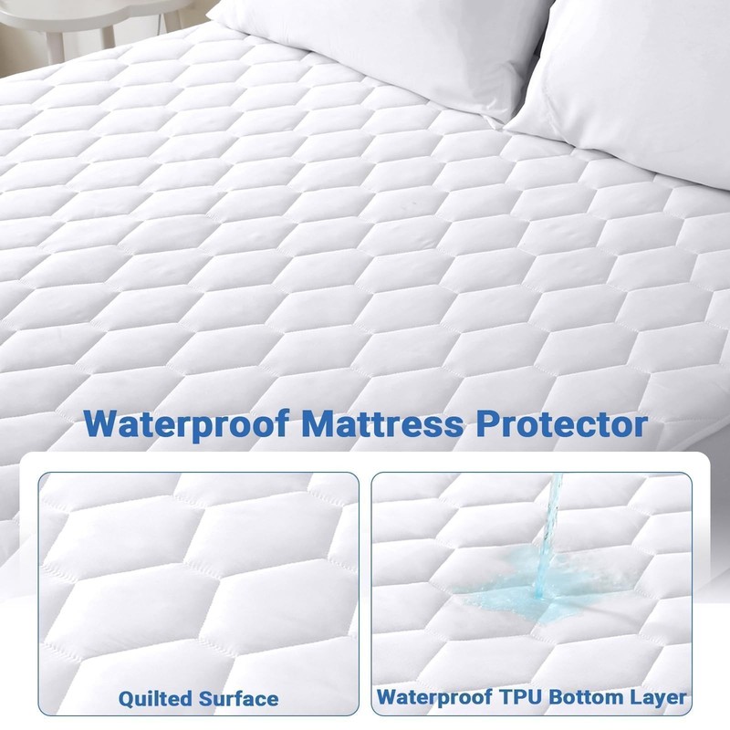 Queen Mattress Protector 100% Waterproof Quilted Mattress Cover Queen Size Bed gallery
