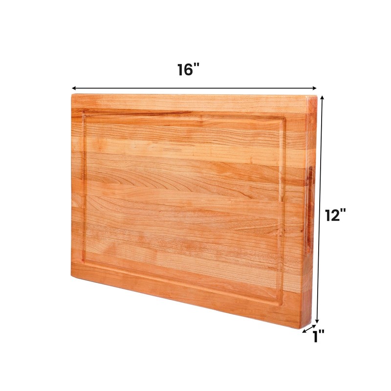 Solid Cherry Wood Cutting Board for Kitchen, USA Grown Hardwood, 16 x 12, wit... gallery