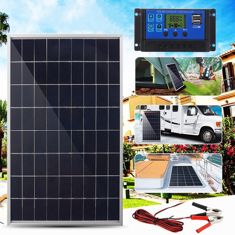 10W Solar Panel 12V Solar Battery Trickle Charger 100A W/ Controller Maintainer gallery