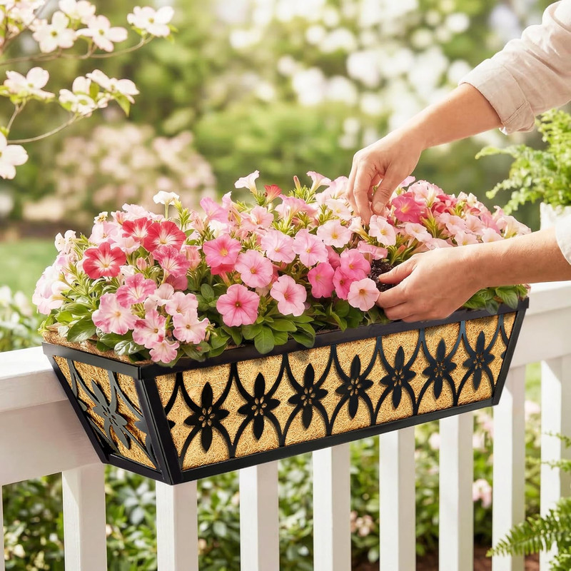 30 Inch Window Boxes Planters Railing Planter Box - 2 Pack Deck Railing Planter gallery