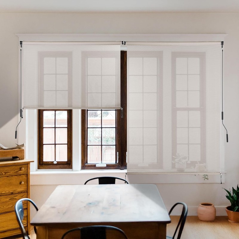 5% Openness Cordless Solar Fabric Roller Shade, 10'W x 8'H Sun Shade for Outdoor gallery