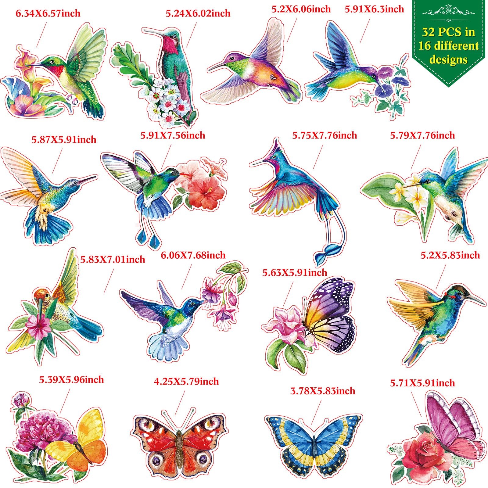 Pajean 32 Pieces Hummingbird Window Clings Anti Collision As Pictures Shown gallery