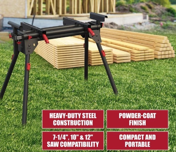 Hyper Tough Hyper Stack Heavy Duty 500-lb Miter Saw Stand, Supports 10' Boards gallery