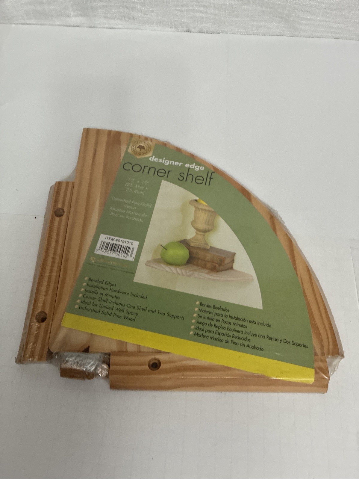Designer Edge Corner Shelf Kit Unfinished Pine Solid Wood Beveled Edge 10” x 10” gallery