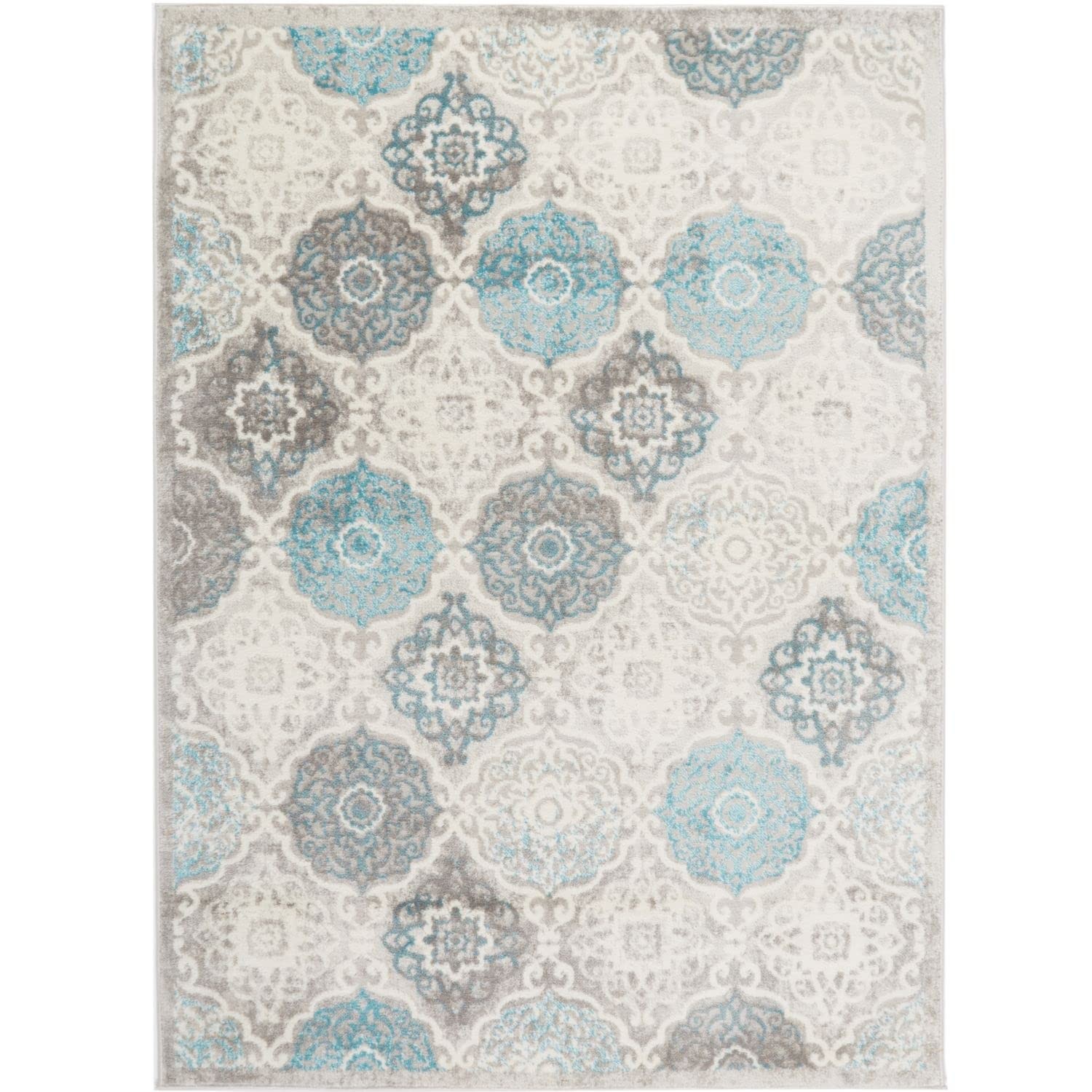 Home Dynamix Boho Andorra Transitional Damask Area Rug Grey/Blue 27X47 gallery