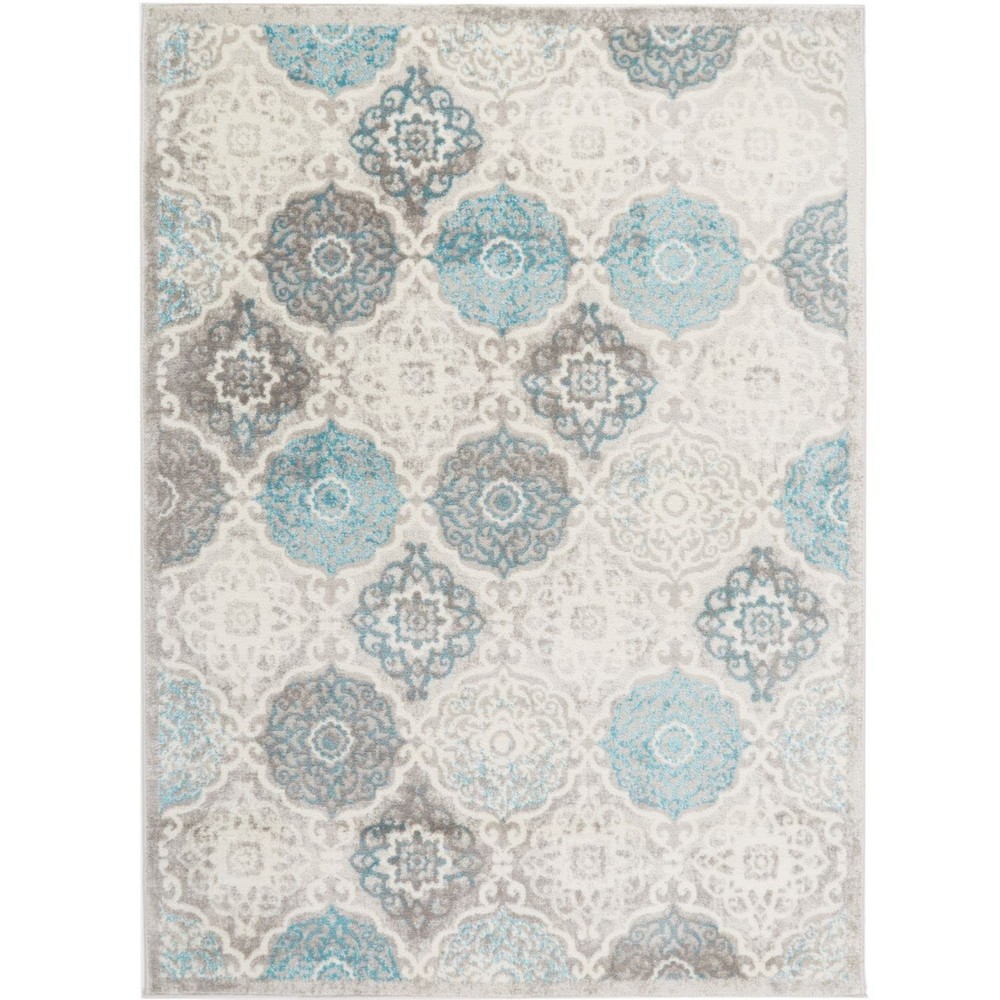 Home Dynamix Boho Andorra Transitional Damask Area Rug Grey/Blue 27X47