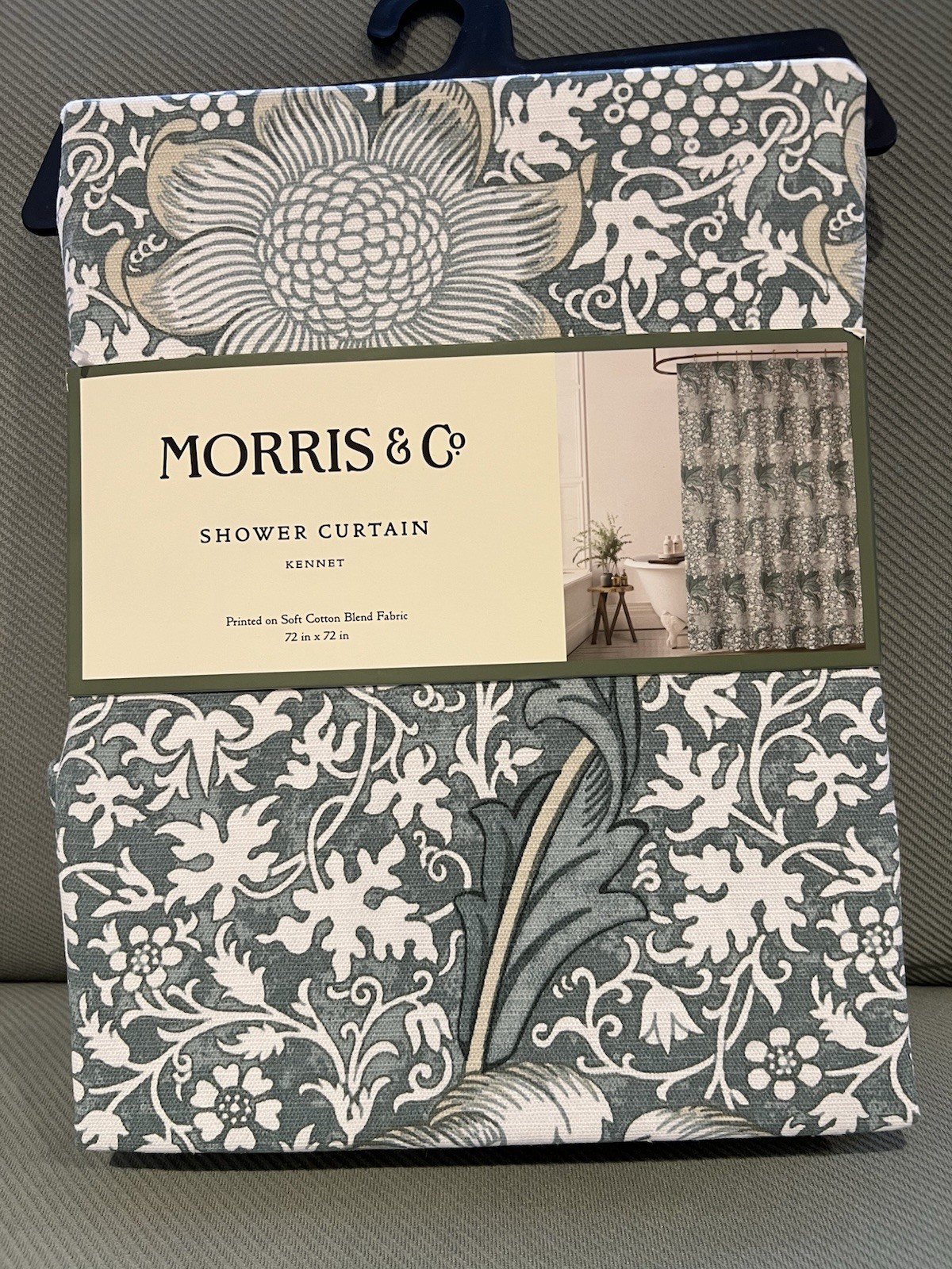 Morris & Co. KENNET Shower Curtain Floral Garden Cotton Blend Fabric 72x72” New gallery