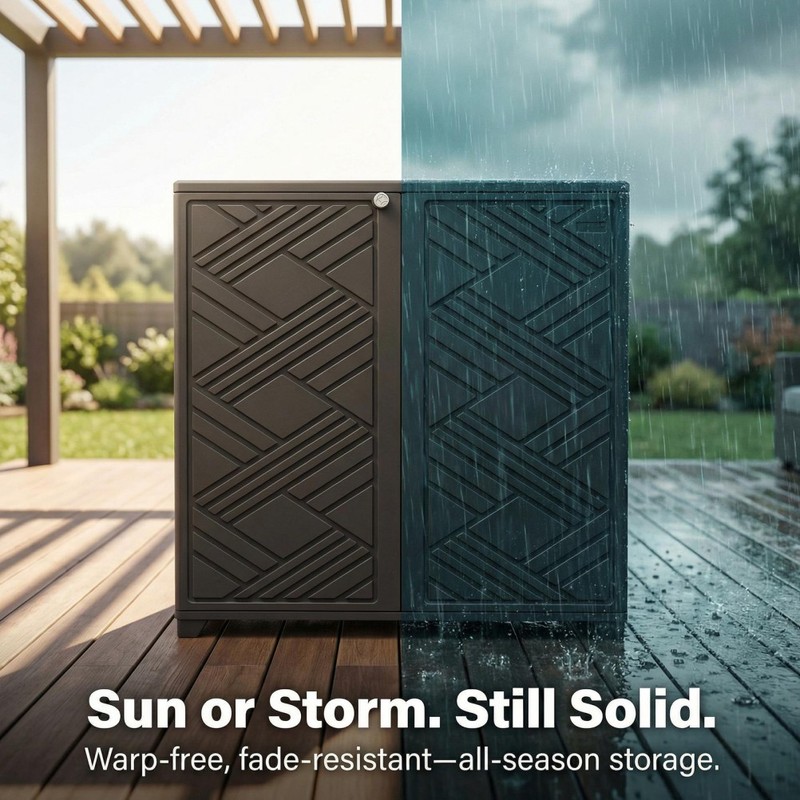 Outdoor Storage Cabinet Space-Saving Resin Shed with Shelve for Patio Black gallery