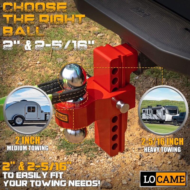 LOCAME Adjustable Trailer Hitch, Fits 2-Inch Receiver Only, 8-Inch Drop/Rise ... gallery