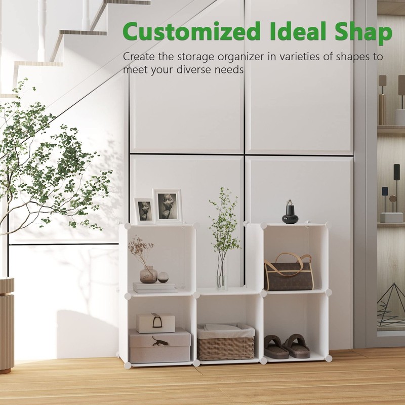 6-Cube Storage Organizer, Stackable Storage Cubes Shelves, Portable Bookshelf... gallery