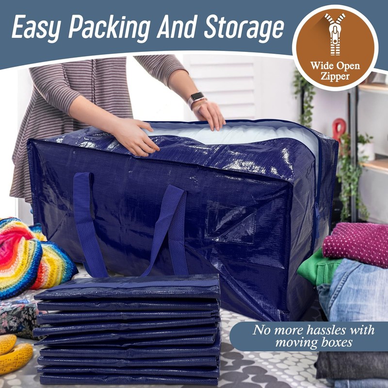 12 Pack Extra Heavy Duty Large Moving Bags with Strong Zipper & Comfortable H... gallery