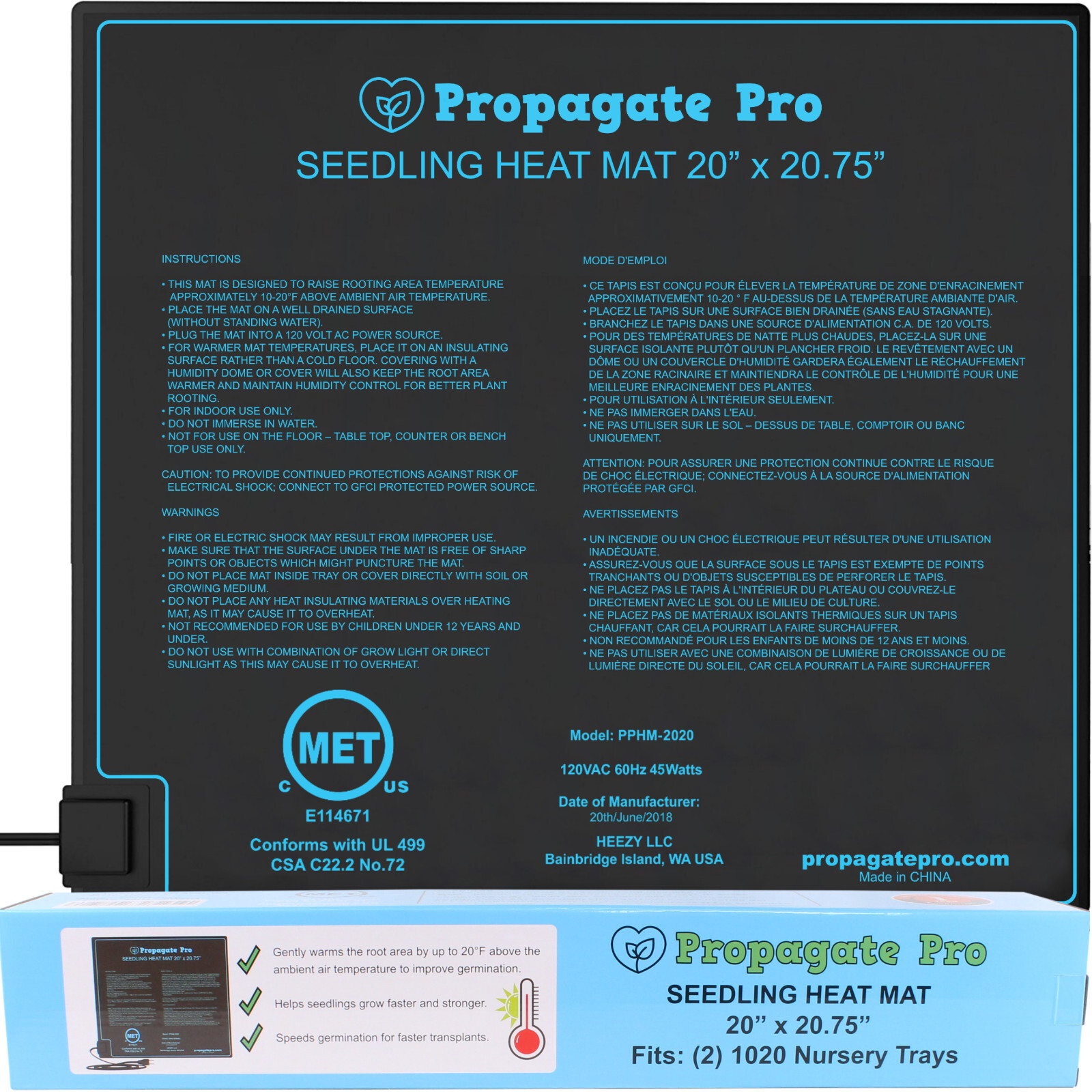 PROPAGATE PRO Seedling Heat Mat 20"x20" Seed Starter Pad Germination Clone gallery