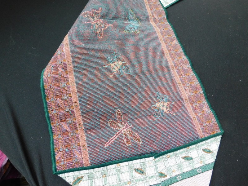 Spring Summer Tapestry Table Runner Butterfly Bumblebee Dragonfly Tassel 72” gallery