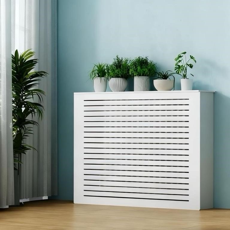 White Louvered Radiator Cover Shelf Cabinet 60x70x20cm/23.6x27.6x7.9in New gallery