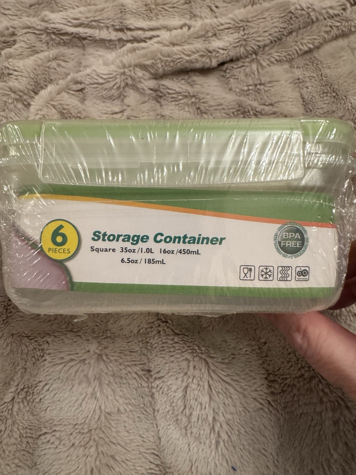 Click & Lock Containers Square Storage Set of 3 Clear/Green BPA Free, New Sealed gallery