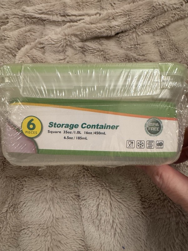 Click & Lock Containers Square Storage Set of 3 Clear/Green BPA Free, New Sealed gallery