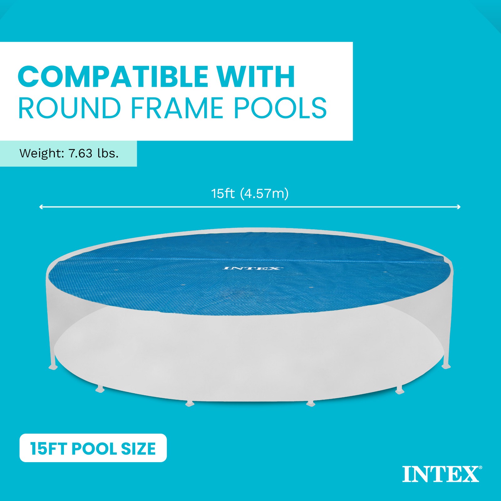 Intex 15 Foot Round Easy Set Vinyl Solar Cover for Swimming Pools, Blue | 29023E gallery