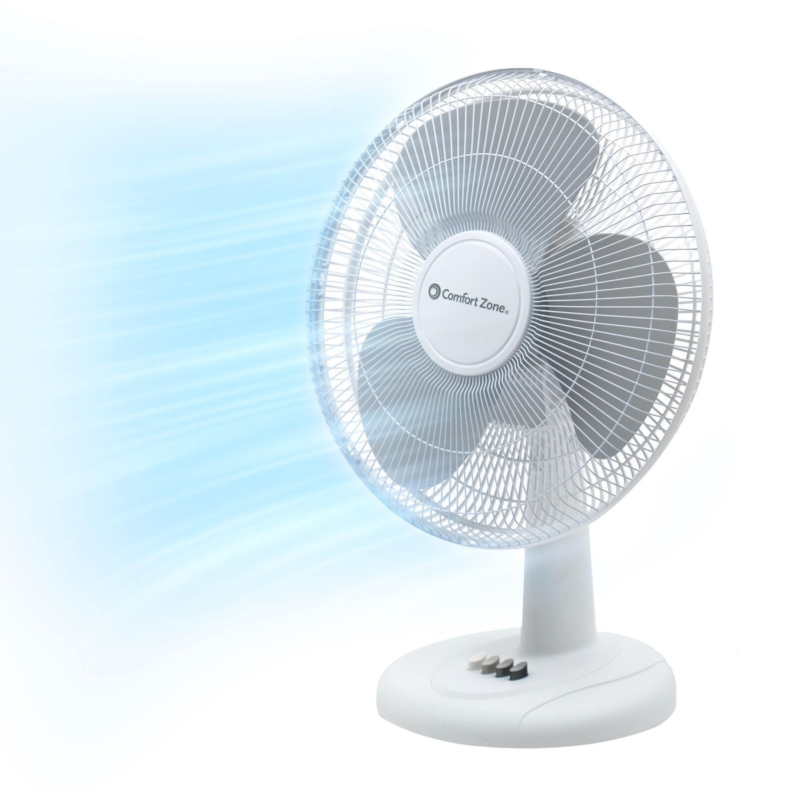 Comfort Zone 16" 3-Speed Oscillating Table Fan with Adjustable Tilt, White gallery