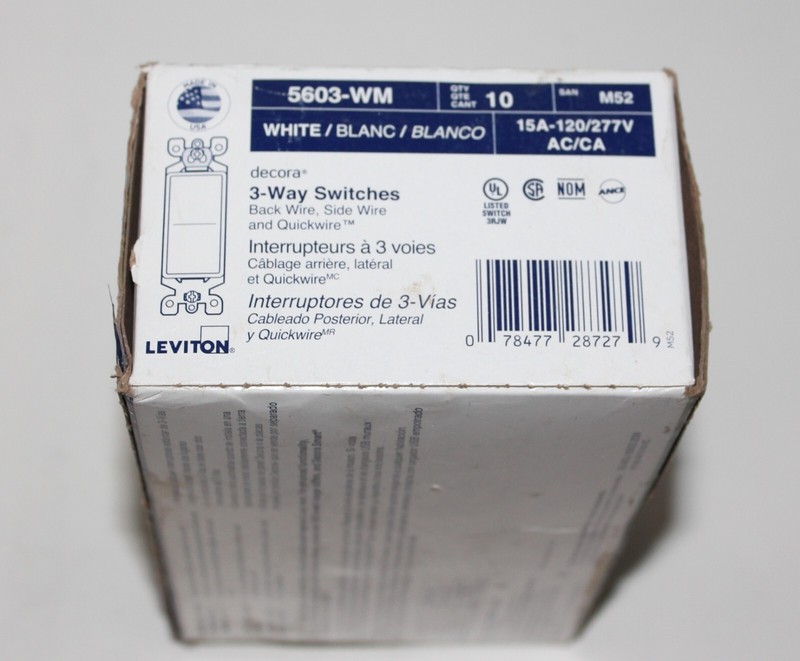 Leviton Decora 15A 3-Way Switch - White 5603-WM NEW 10 IN 1 PACK gallery