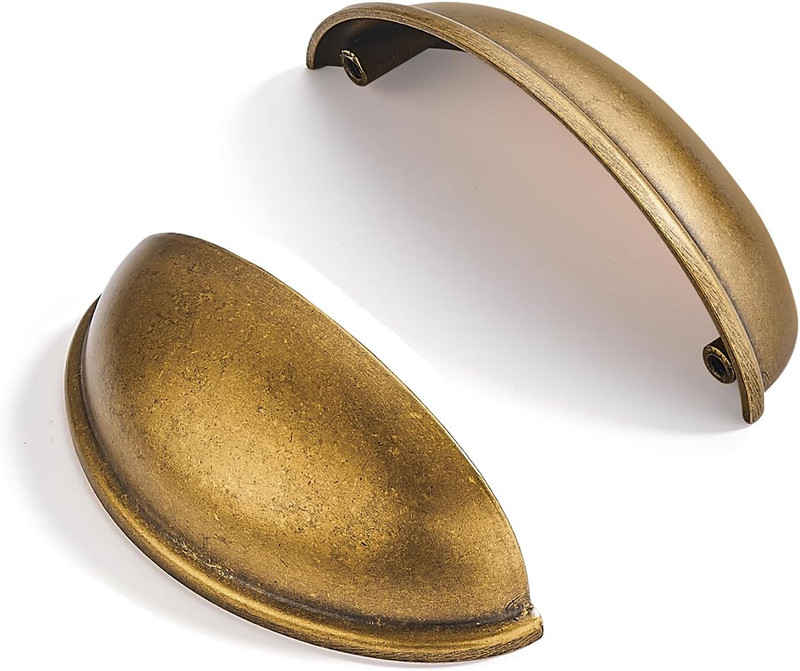 10 Pack 3" Drawer Pulls Antique Brass Cabinet Cup Pulls Kitchen Hardware Cabinet gallery