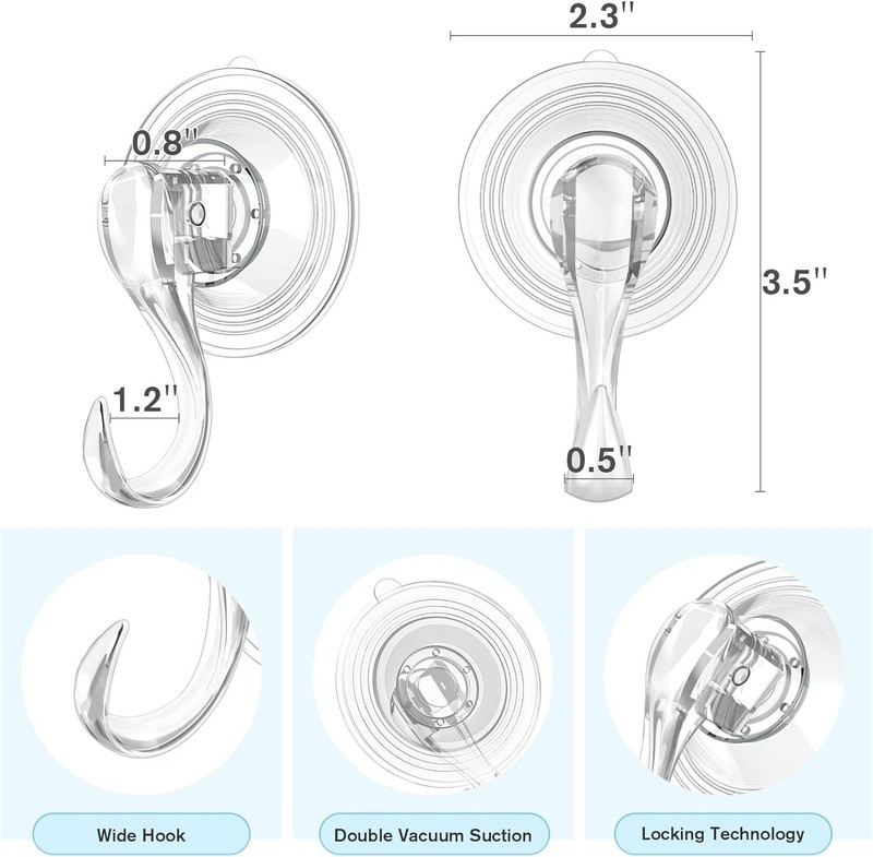 Suction Cup Hooks, Small Shower Suction Hooks with Wipes gallery