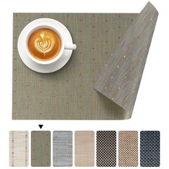 Placemats Both-Side Usable Green & Gray Durable Plastic Vinyl Set of 4
