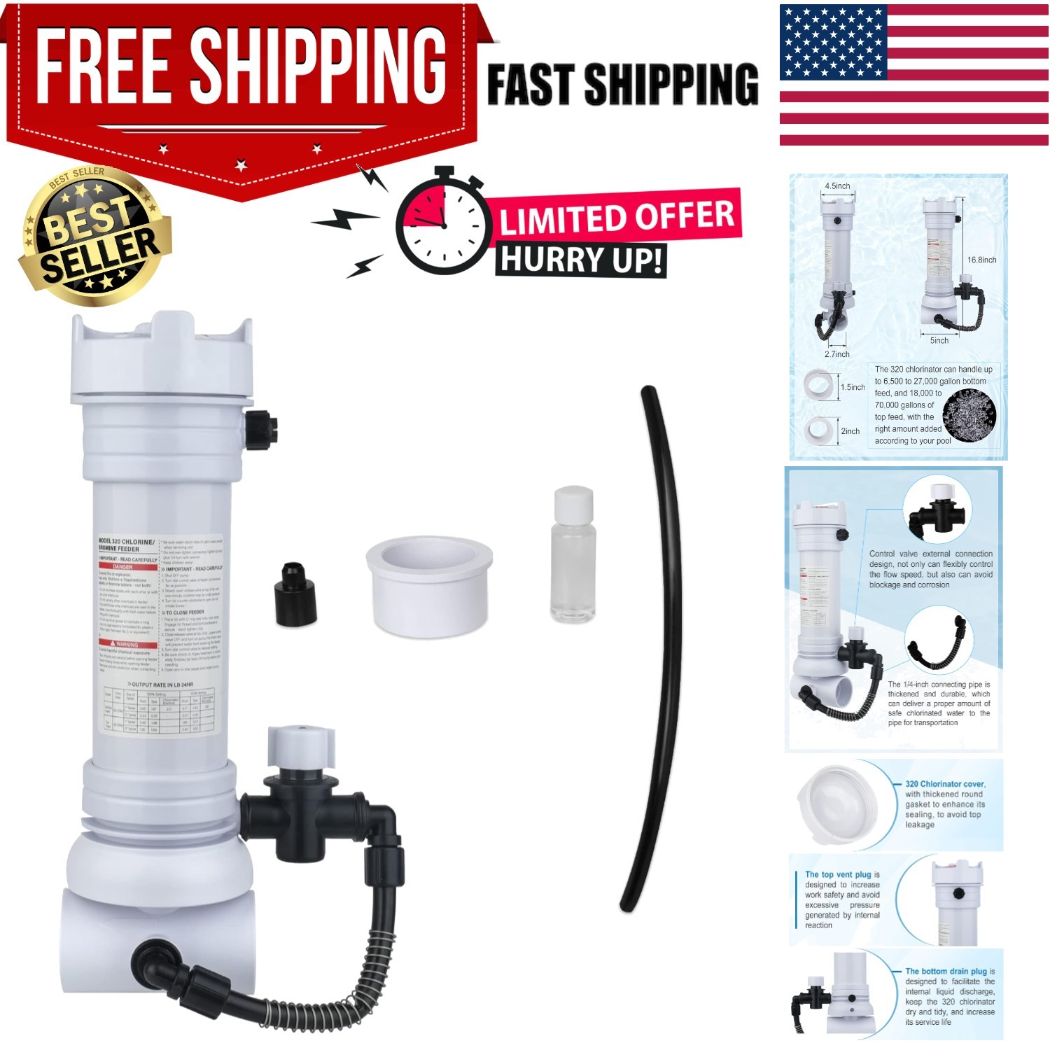 320 Pool Chlorinator Compatible with pentair Rainbow R171096 Automatic Inline... gallery