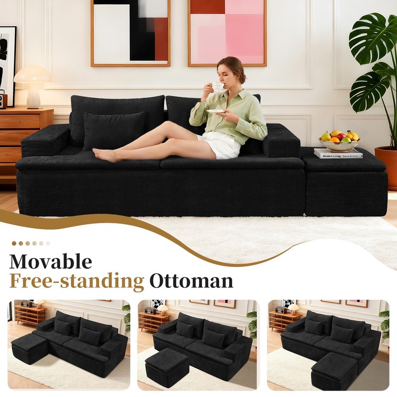 Boneless Sectional Couch with L-Shape Chaise Reversible Ottoman Sofa in a Box gallery