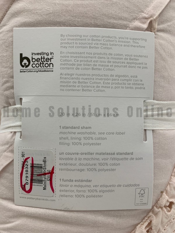 Pottery Barn Kids Eyelet Full Queen Comforter 1 Standard Sham Blush #9792 gallery
