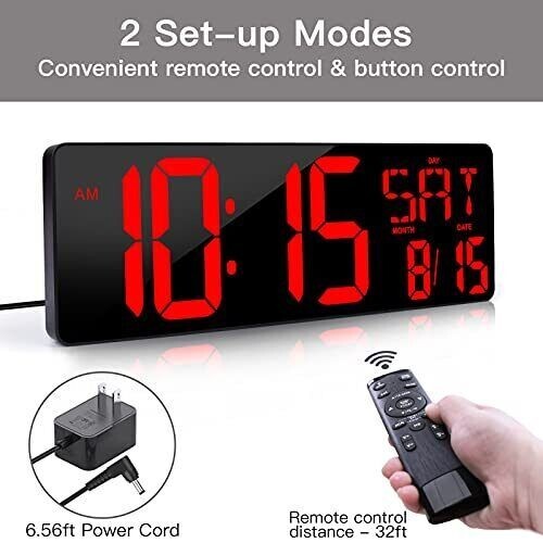 Atomic Clock LED Silent Large Display Digital Wall Clock Never Needs Red New gallery