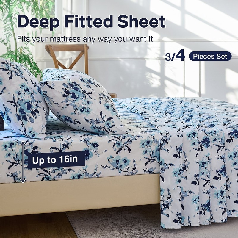 4 Piece Bed Sheet Set Deep Pocket 2000 Series Hotel Bed Sheet Microfiber Comfort gallery