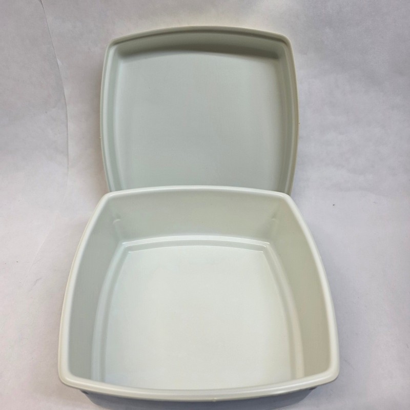 Ullman Co Plastic Storage Container 6x6 Blue Cream Country Geese USA, Vintage gallery