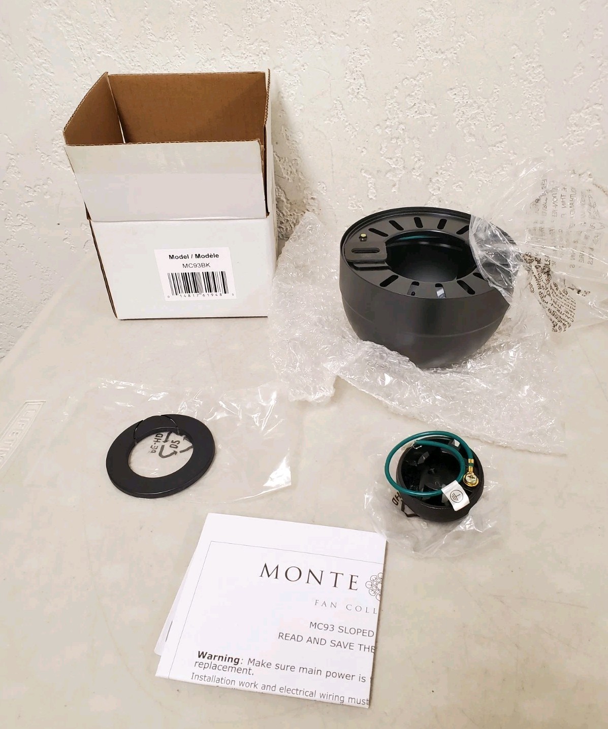 Generation Lighting Black Fan Slop Ceiling Mounting Kit for Slopes up to 45° gallery