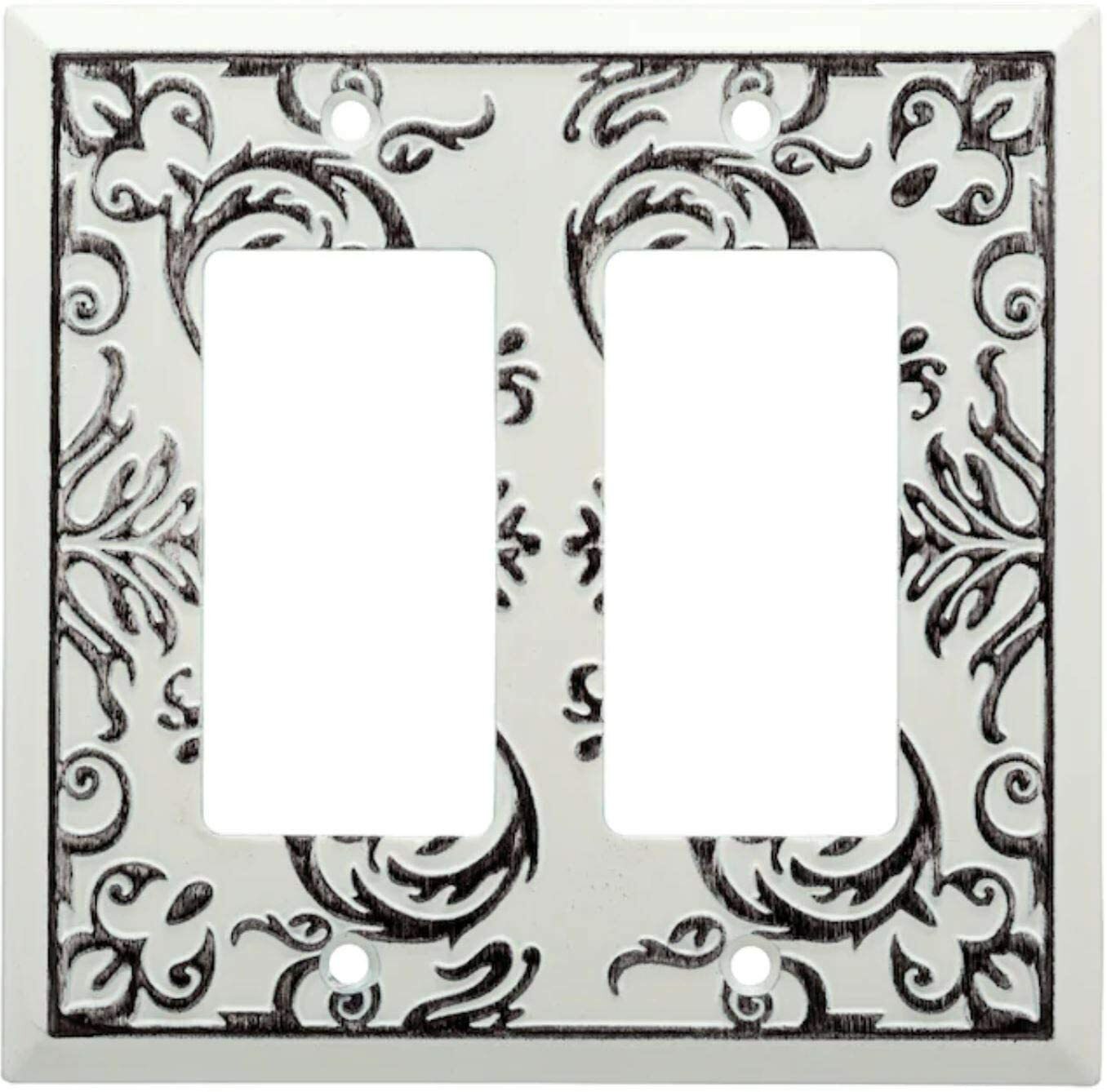 White Wash Double Decorator Wall Plate Double GFCI Rocker Gang Fairhope gallery