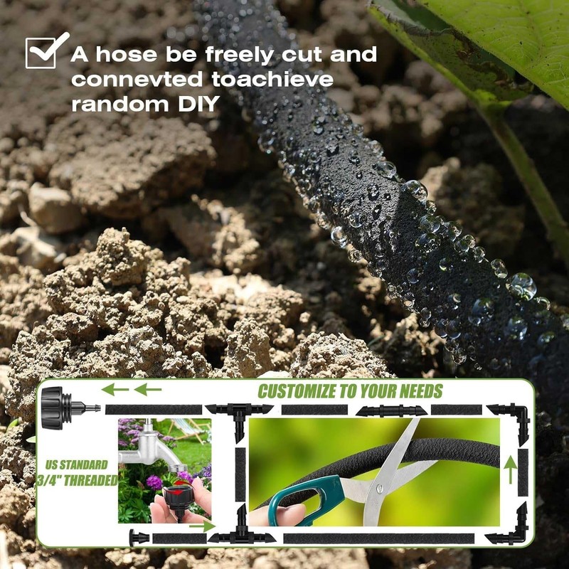 Sprinkler Soaker Hose 100FT - Heavy Duty Sprinkler Hose, Efficient Saving Water gallery