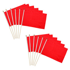 1 Dozen Solid Red 12x18in Stick Flags Solid Color Handheld Flags